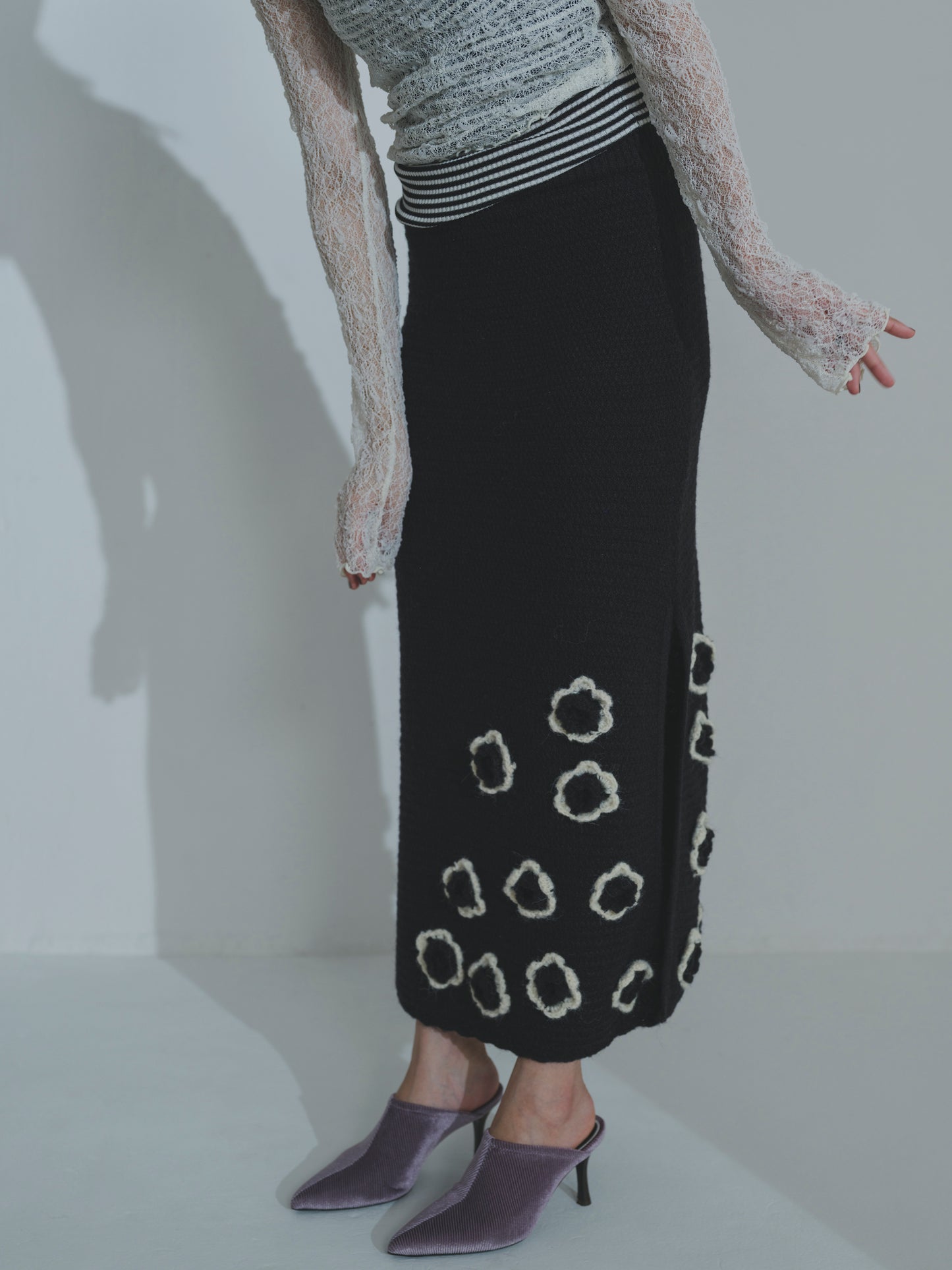 Handknit Bloom Slit Skirt