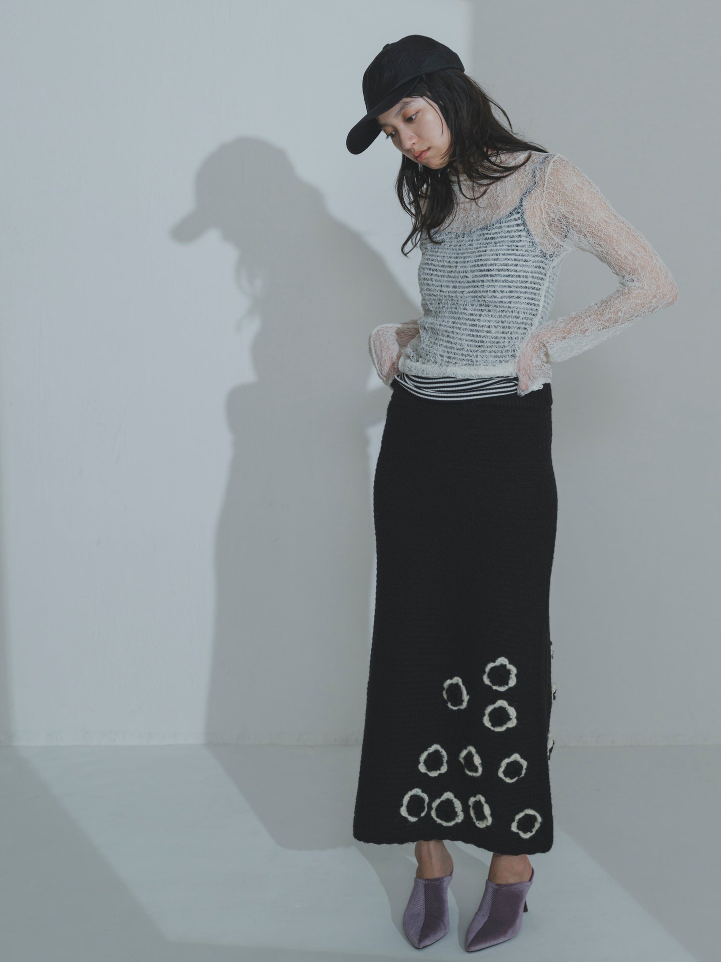 Handknit Bloom Slit Skirt