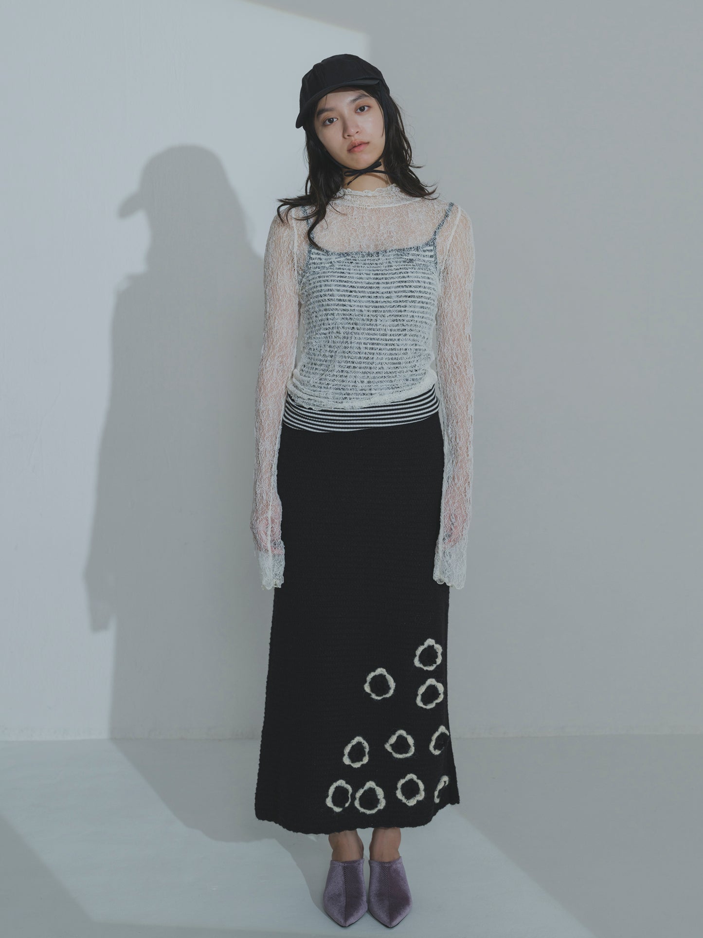 Handknit Bloom Slit Skirt