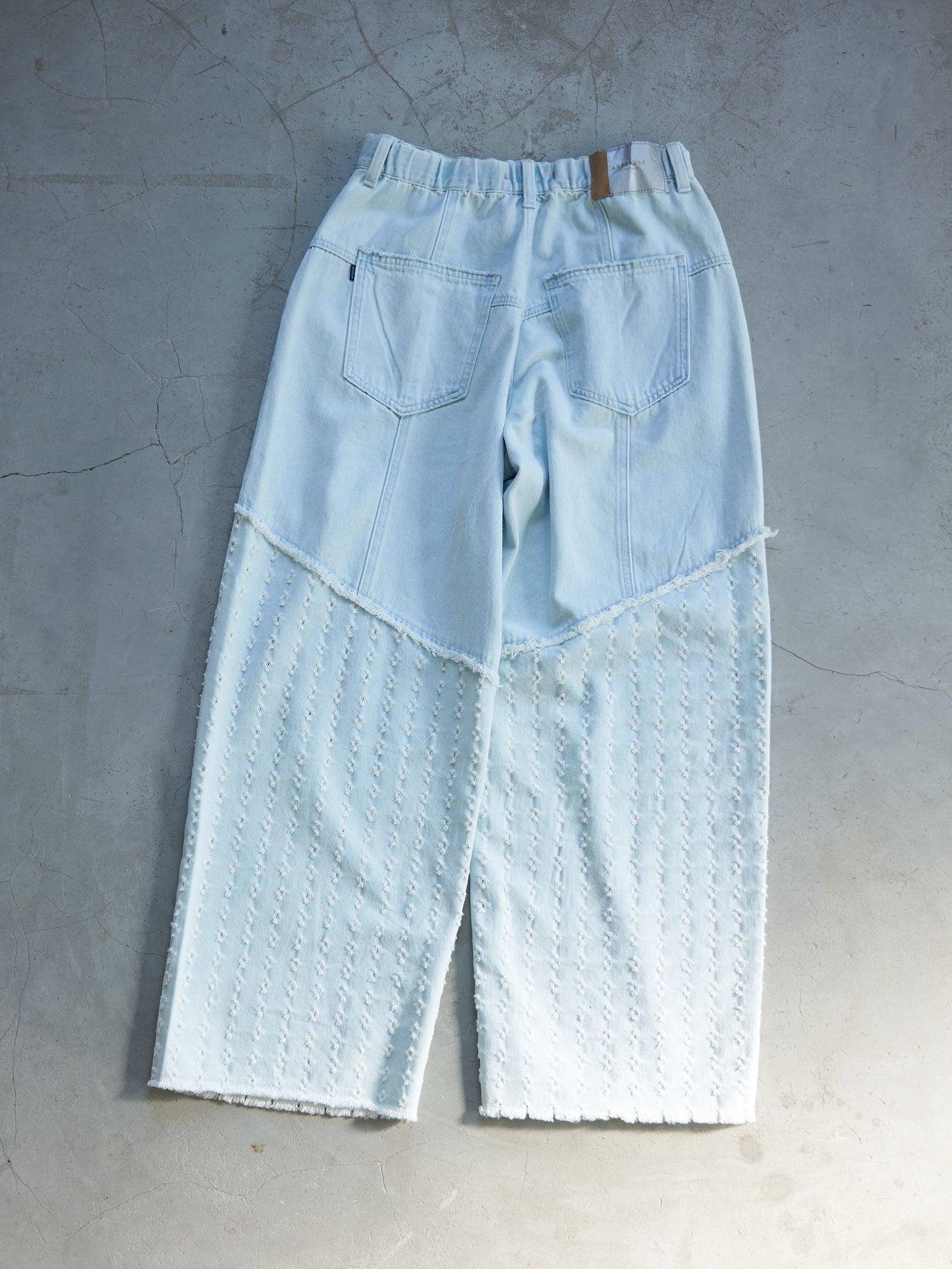 Textured Panel Denim Pants