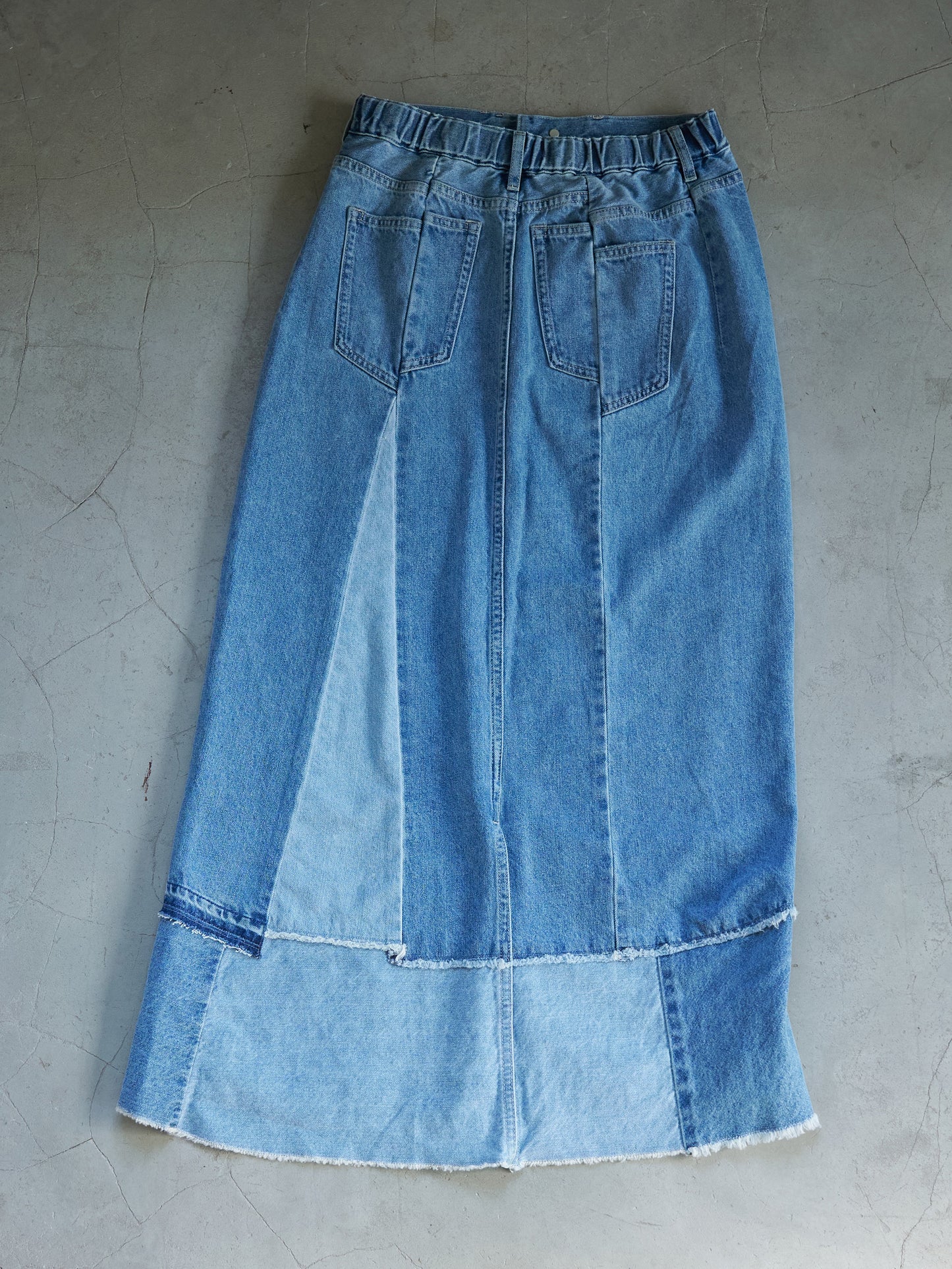 Patchwork Straight Denim Skirt