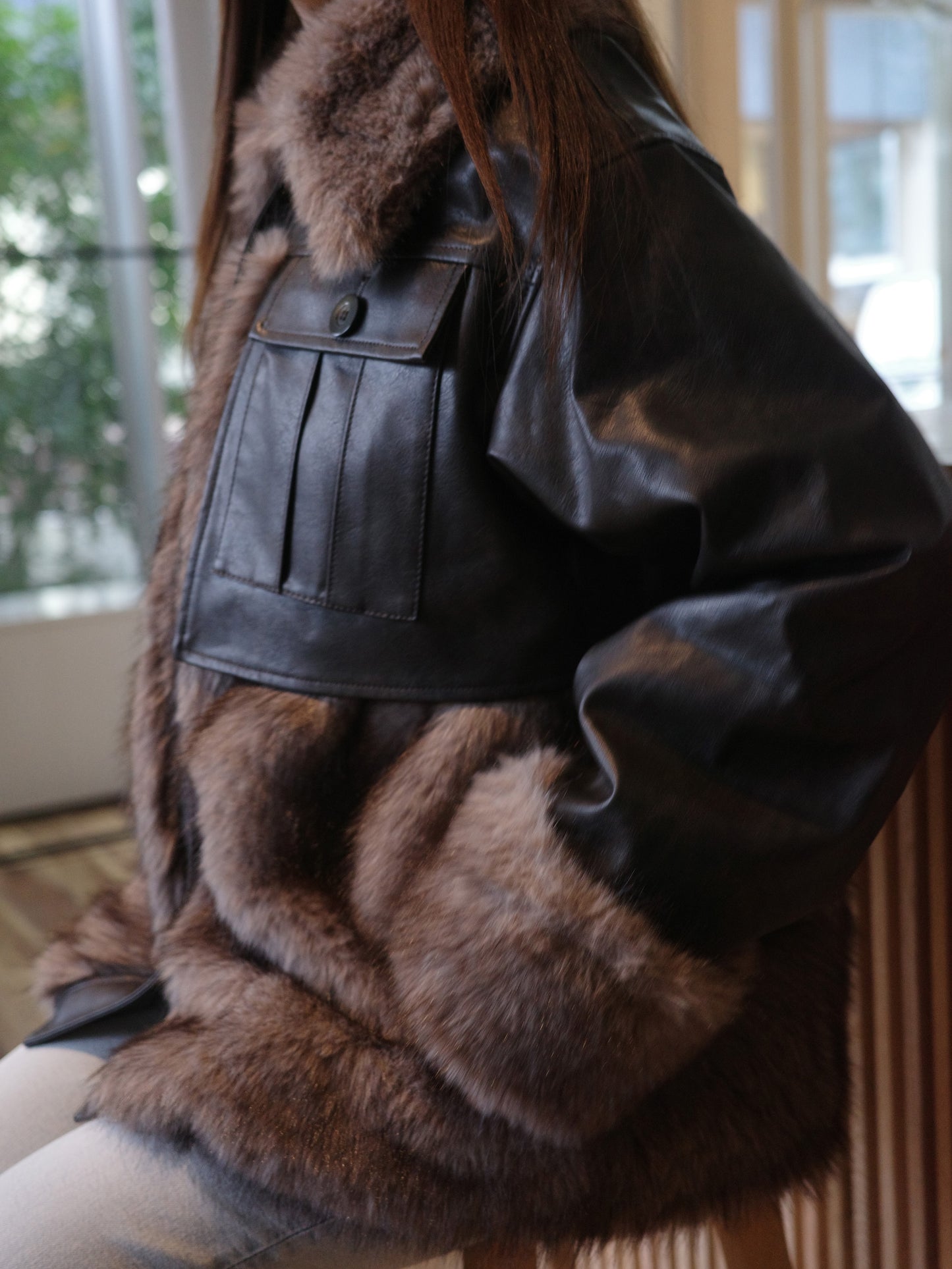 【SALE 20%OFF】Switching Leather Coat