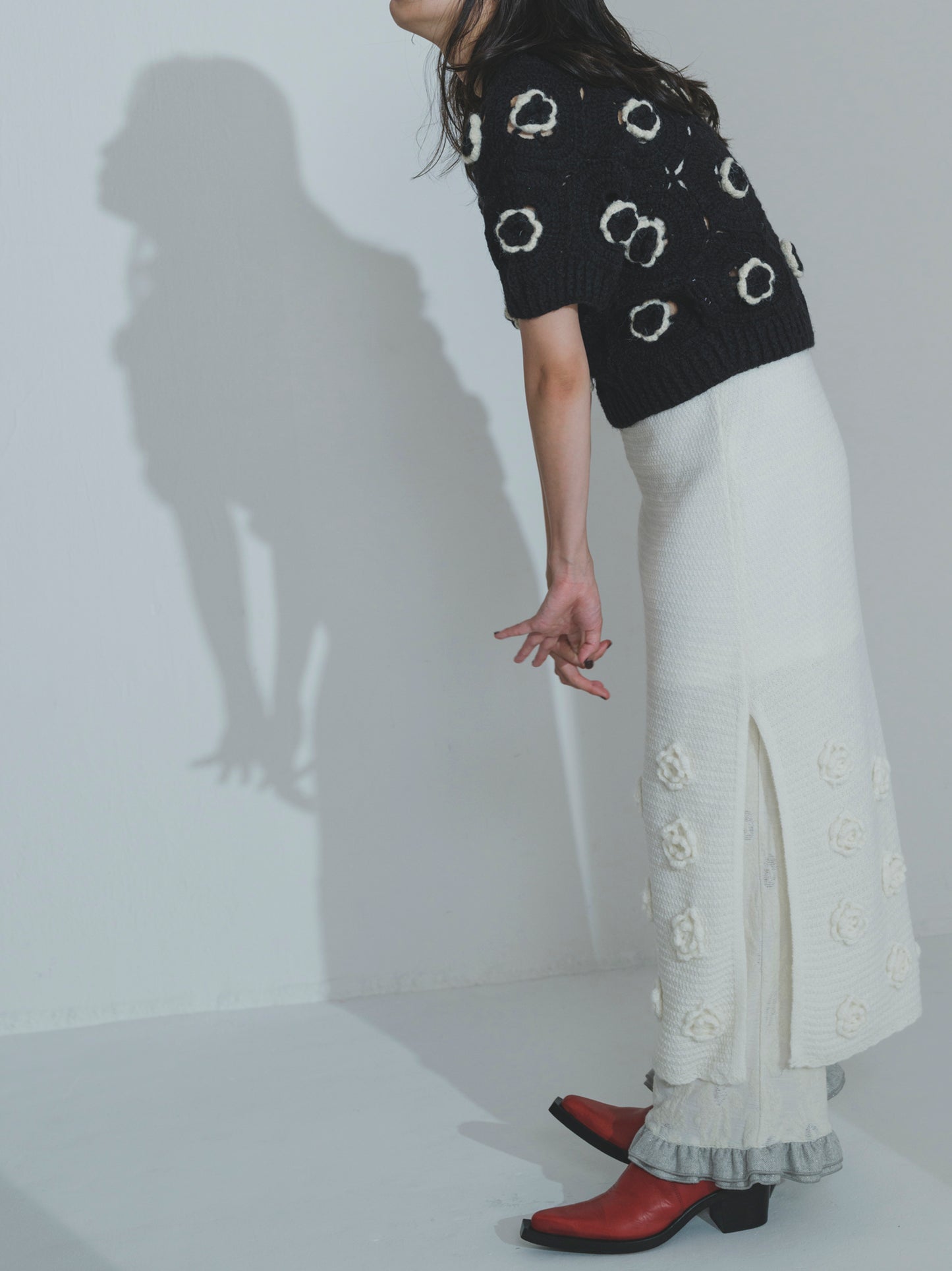 Handknit Bloom Slit Skirt