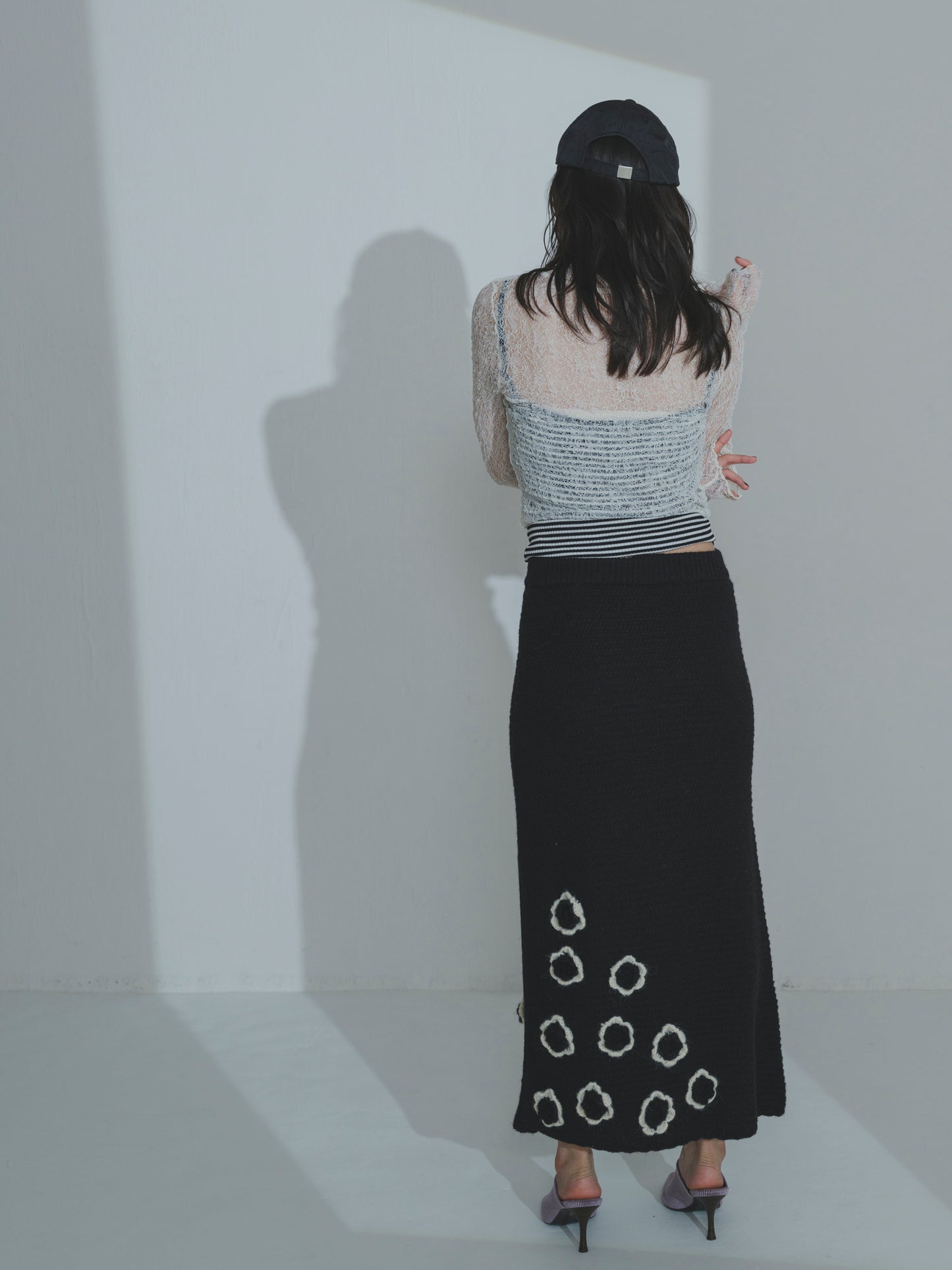 Handknit Bloom Slit Skirt