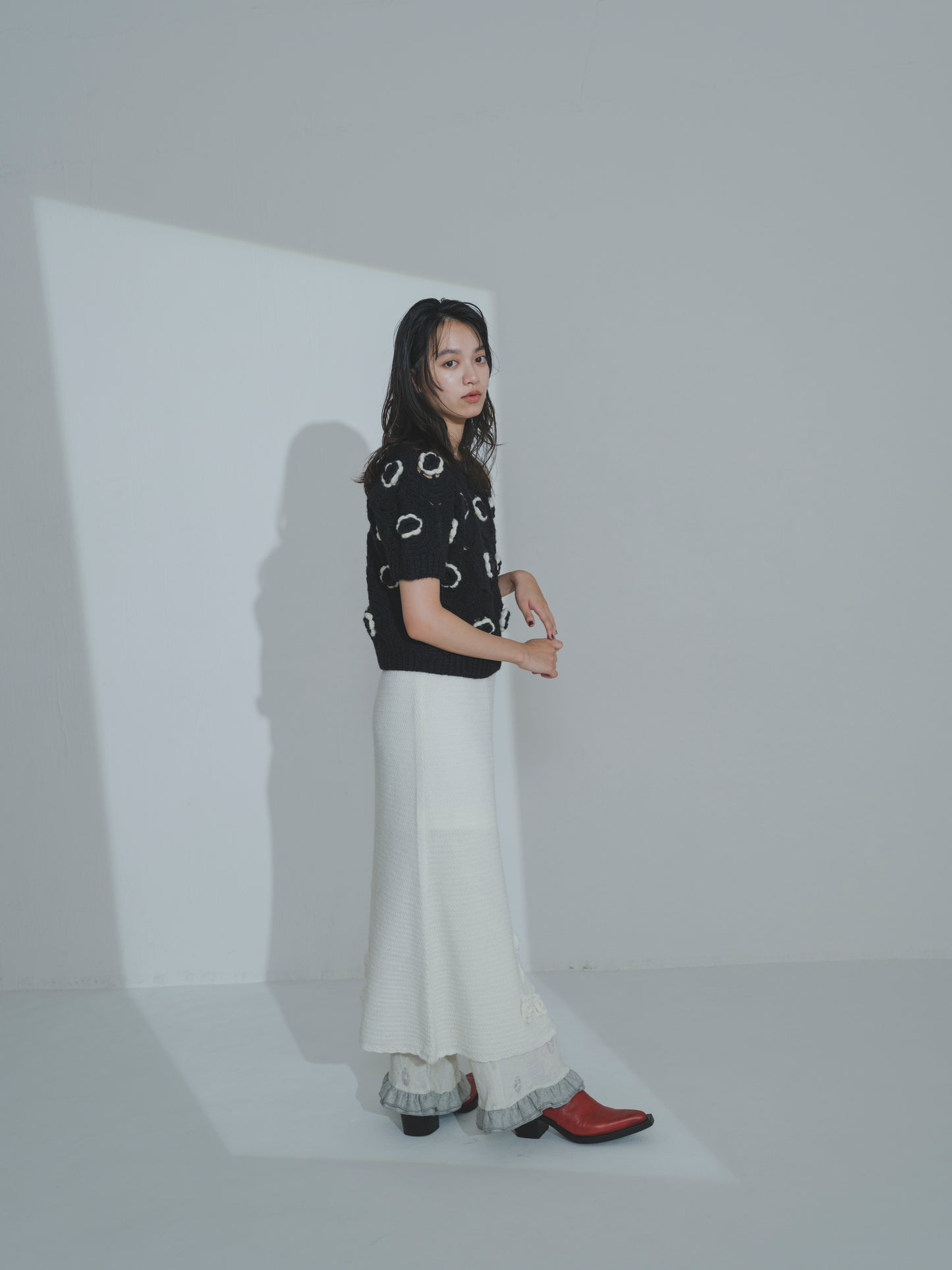 Handknit Bloom Slit Skirt