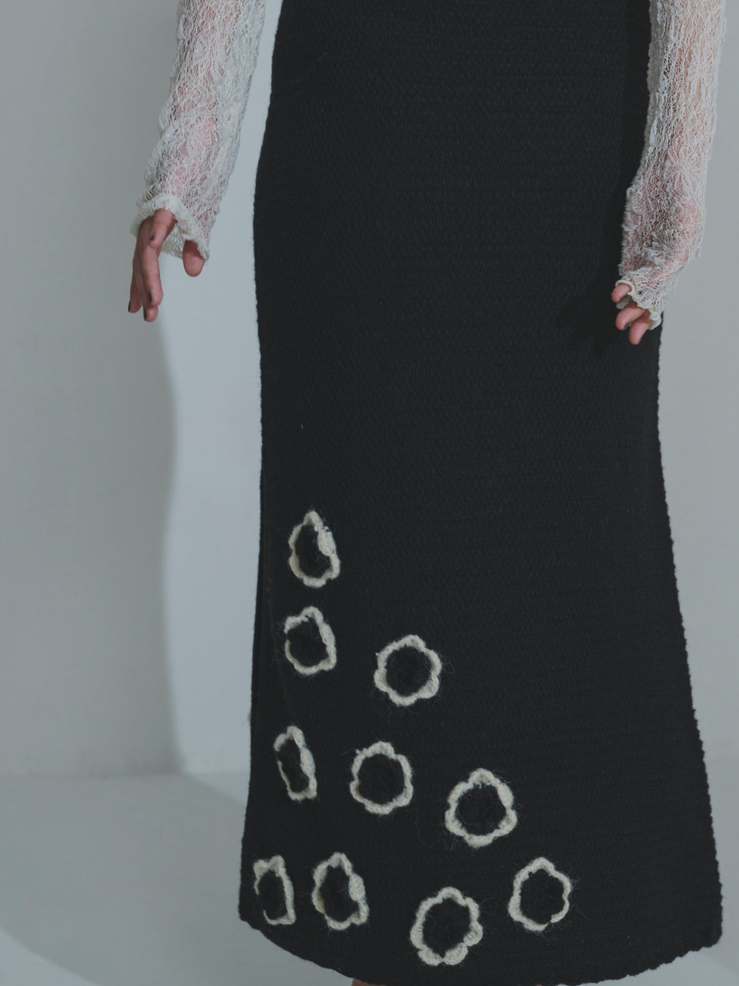Handknit Bloom Slit Skirt