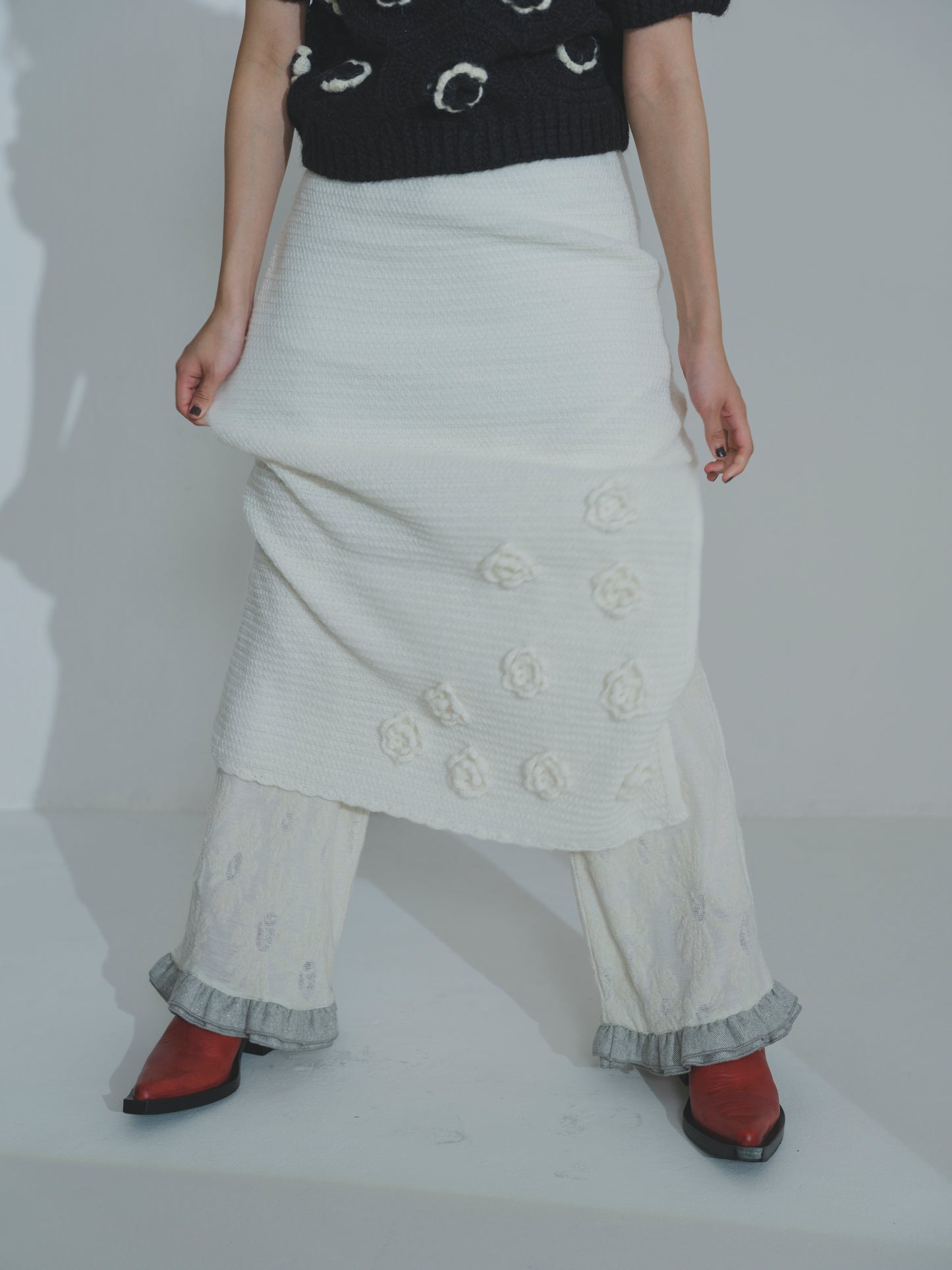 Handknit Bloom Slit Skirt