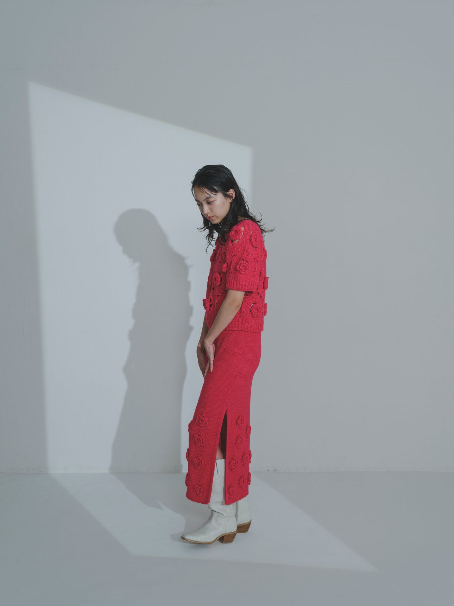 Handknit Bloom Slit Skirt