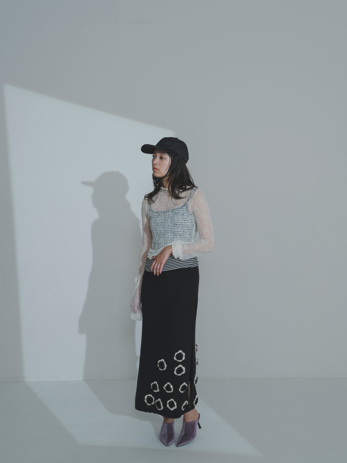 Handknit Bloom Slit Skirt
