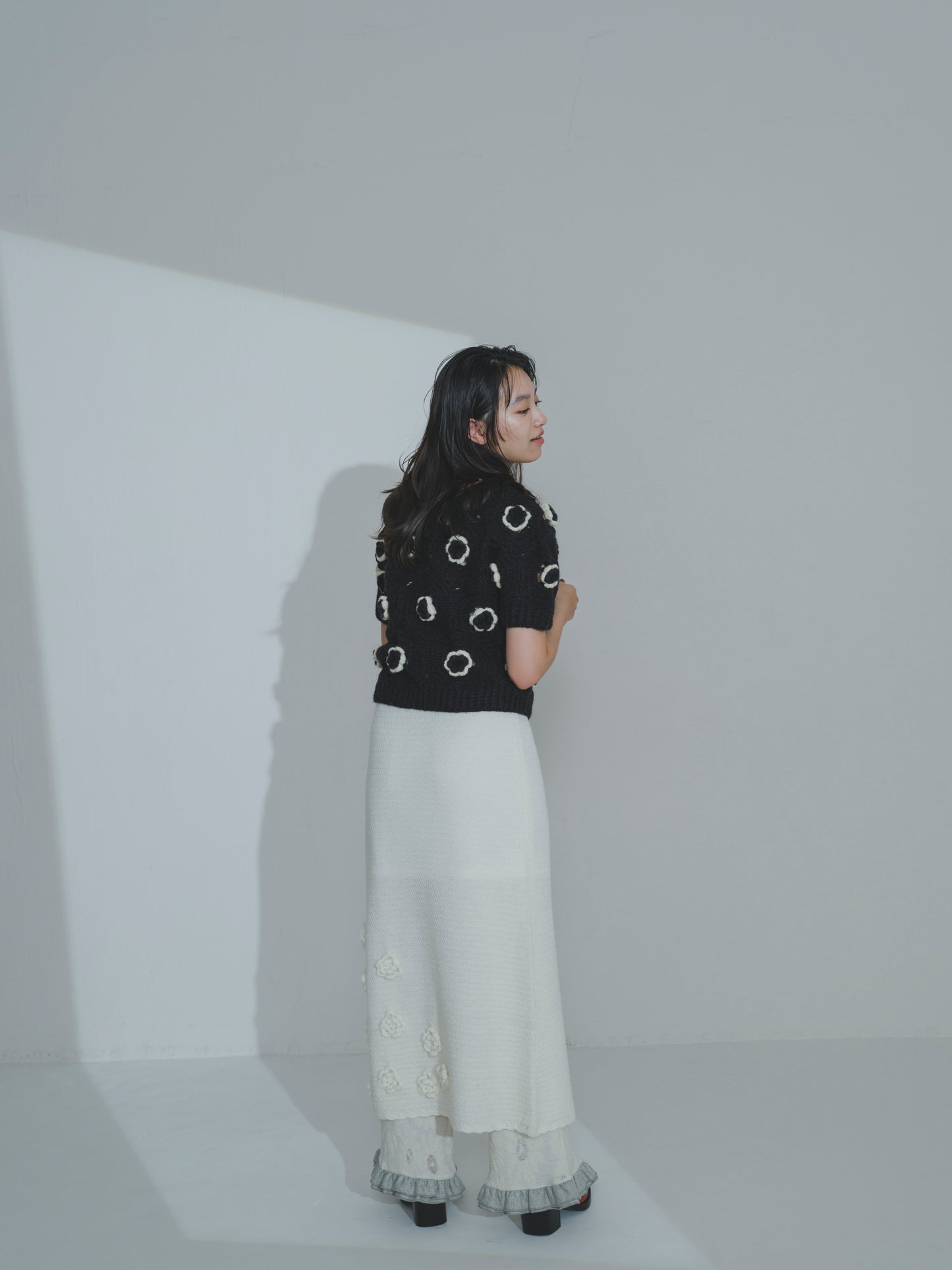 Handknit Bloom Slit Skirt