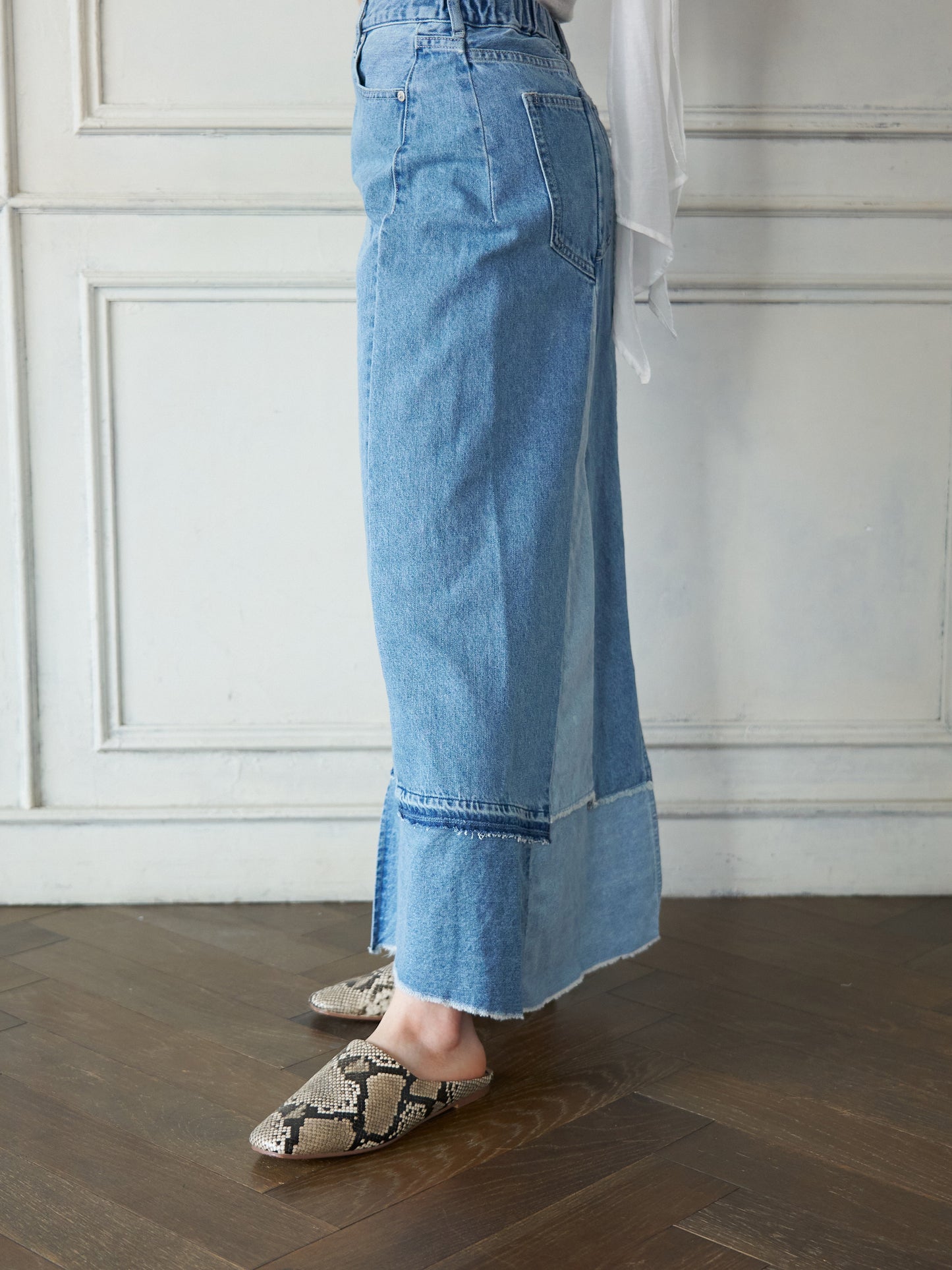 Patchwork Straight Denim Skirt