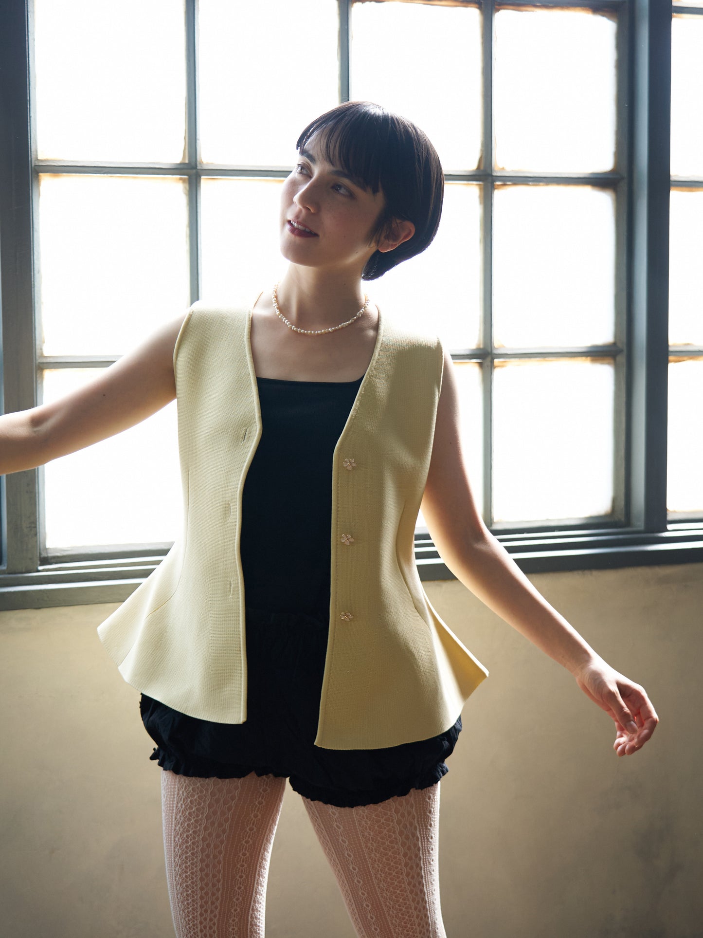 Bijou Button Peplum Vest