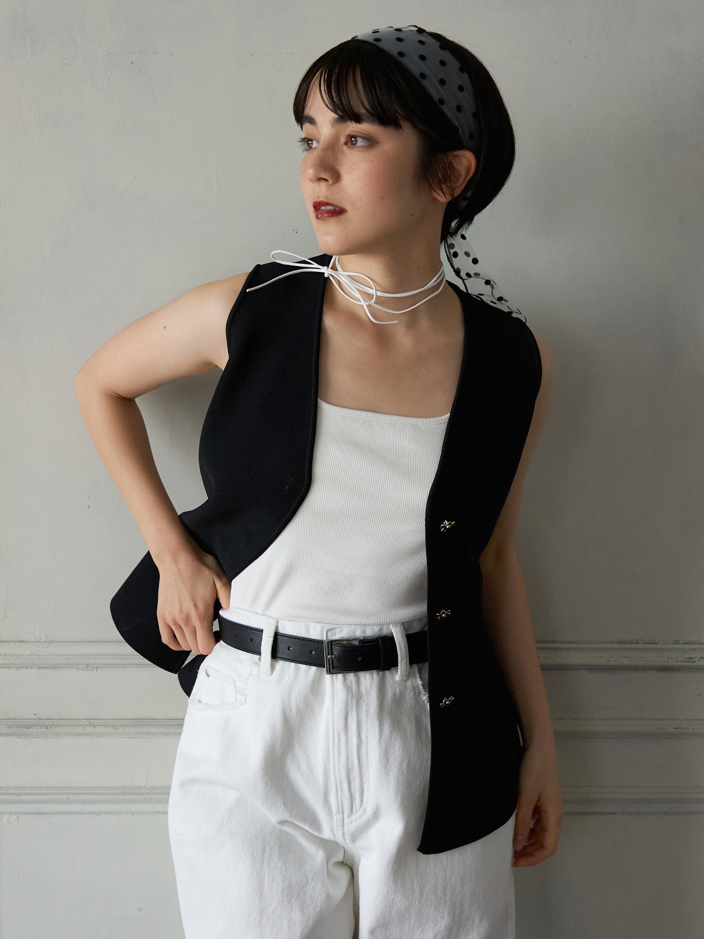 【SALE 20%OFF】Bijou Button Peplum Vest