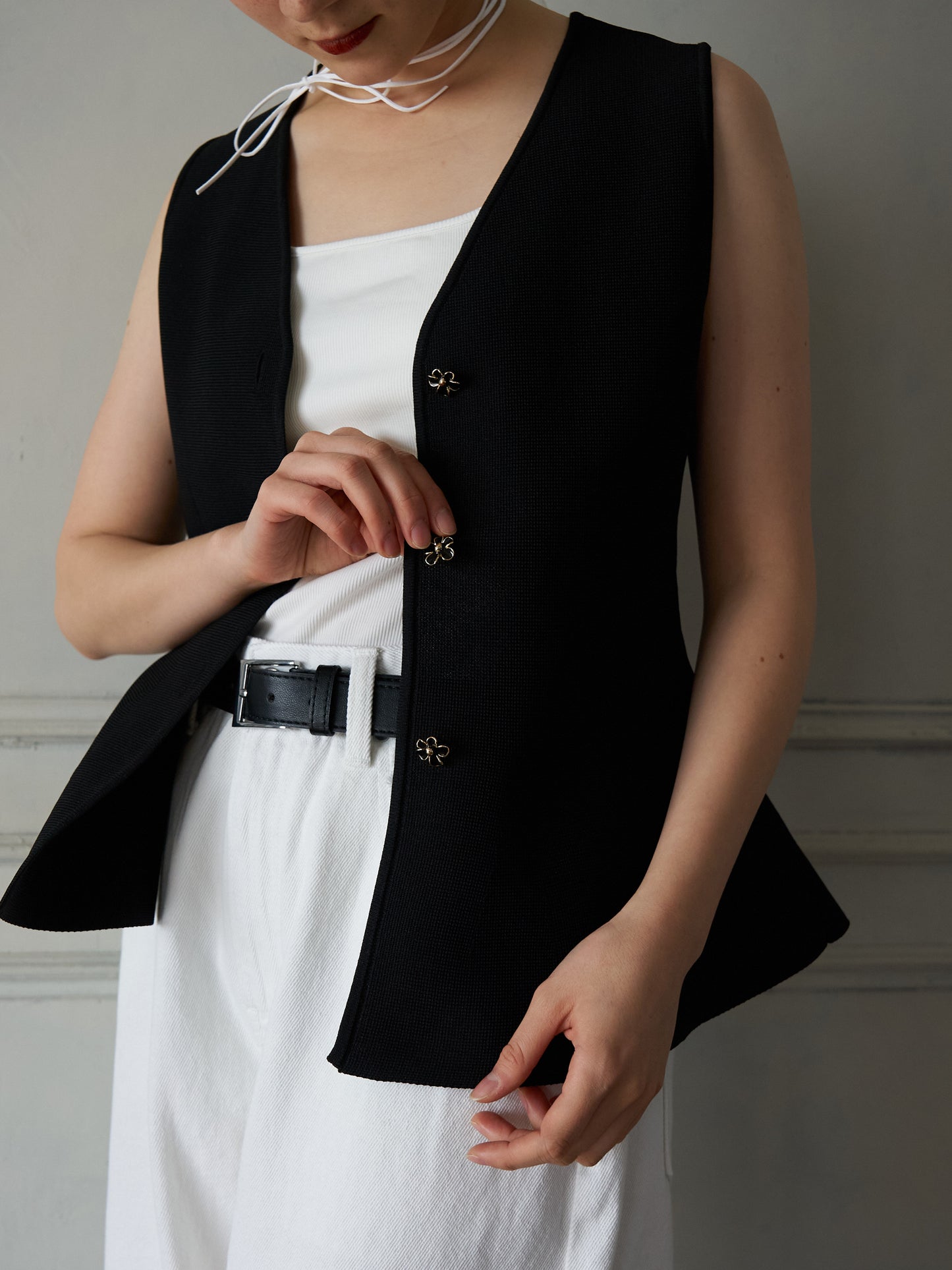 Bijou Button Peplum Vest
