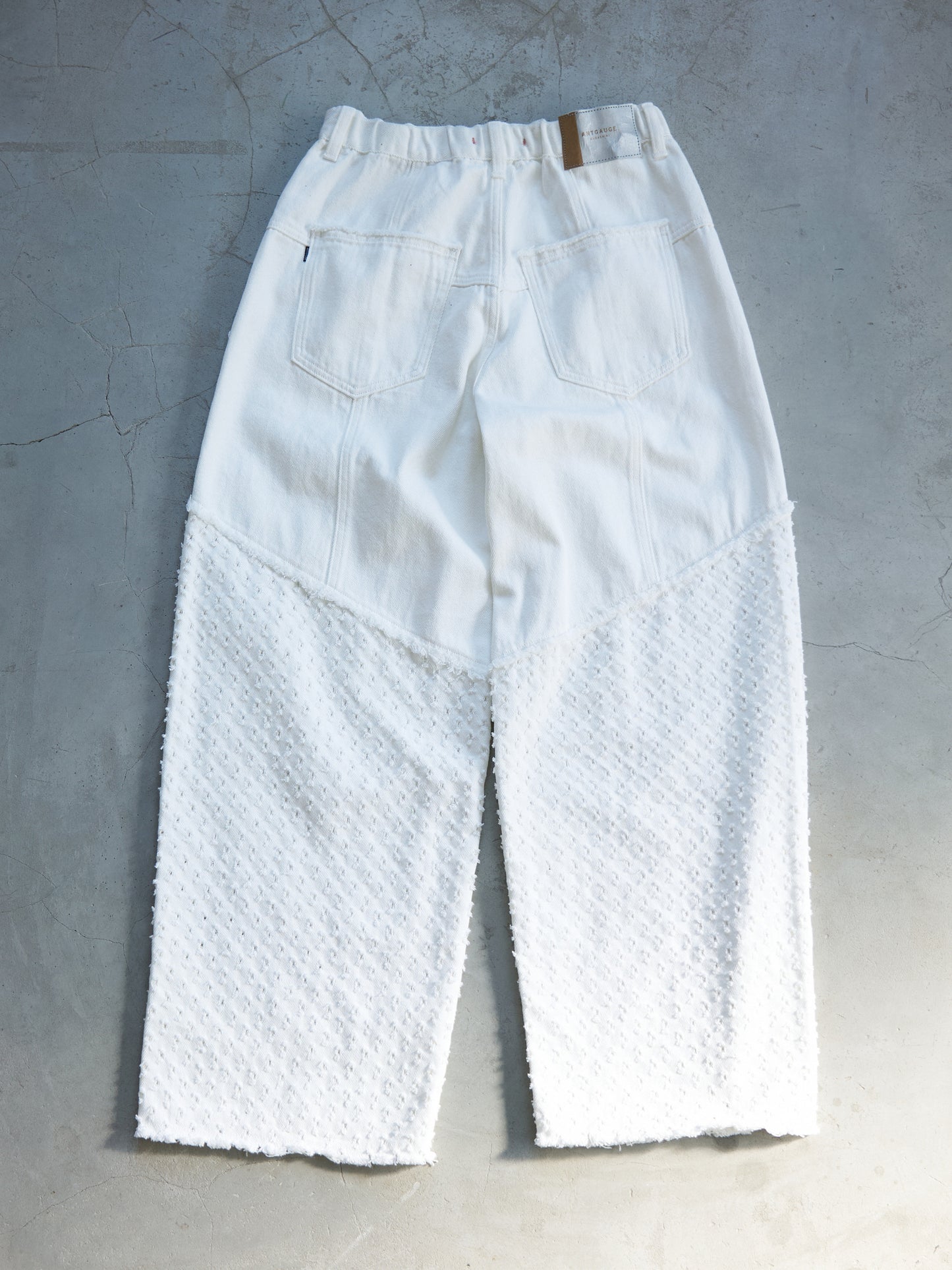 Textured Panel Denim Pants