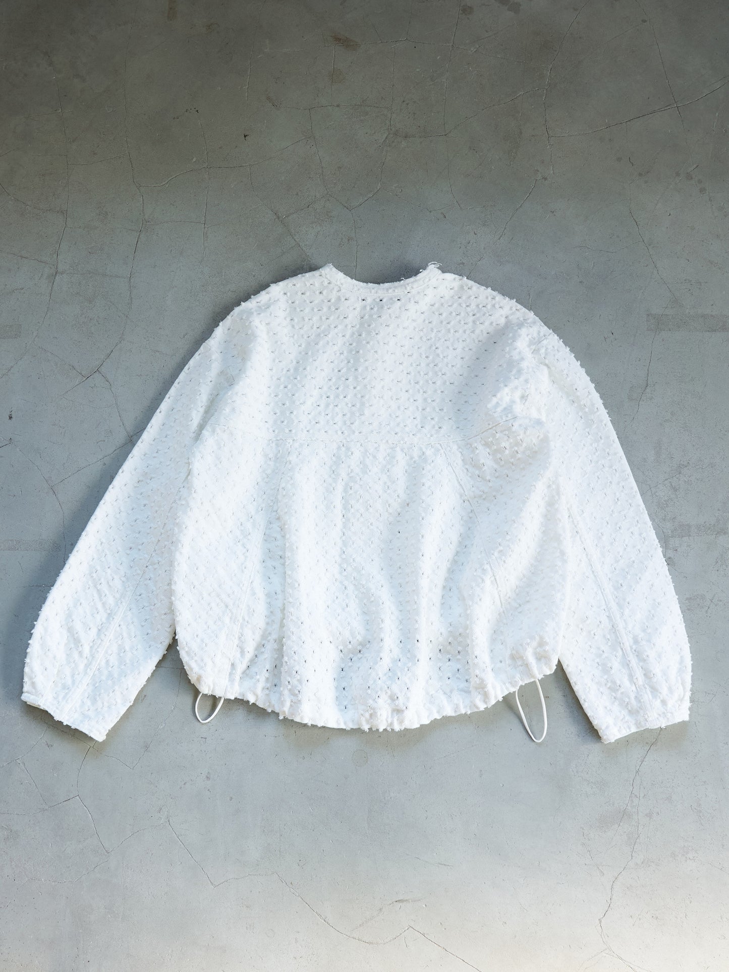 Textured NoCollar Denim Jacket