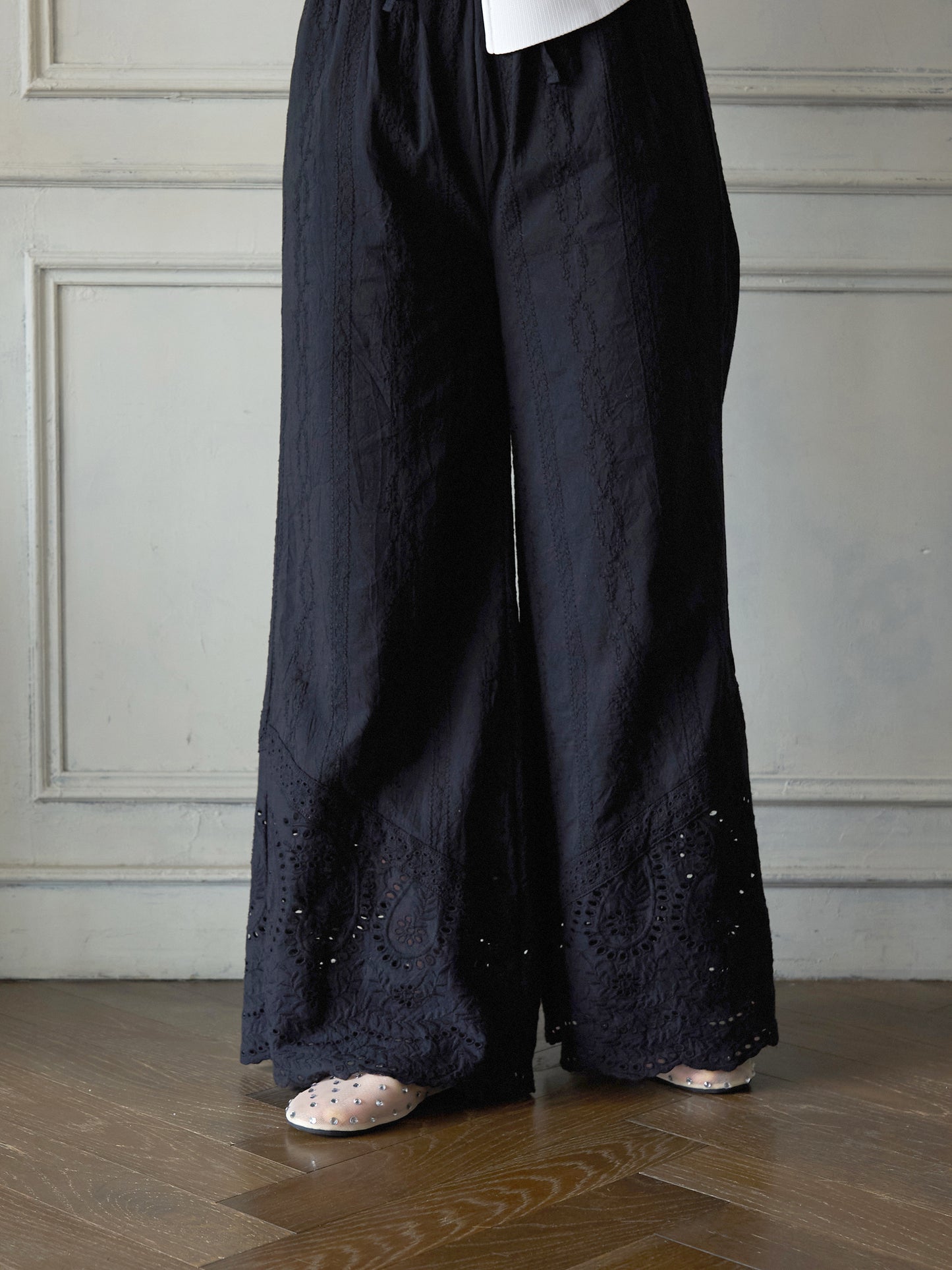 Lace Hem Easy Pants