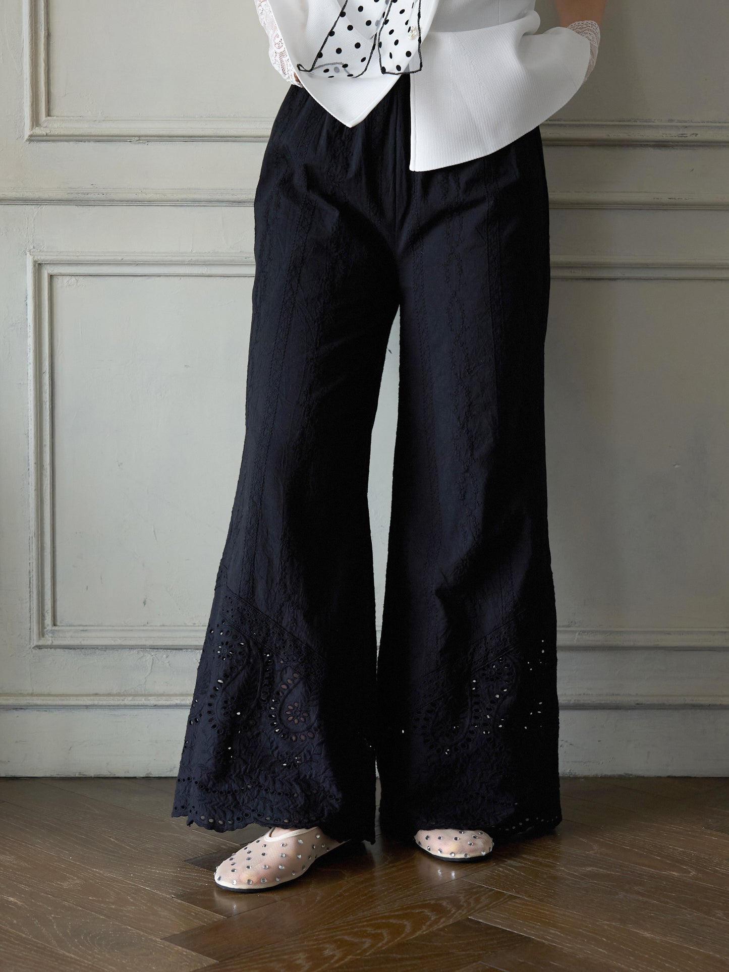 Lace Hem Easy Pants