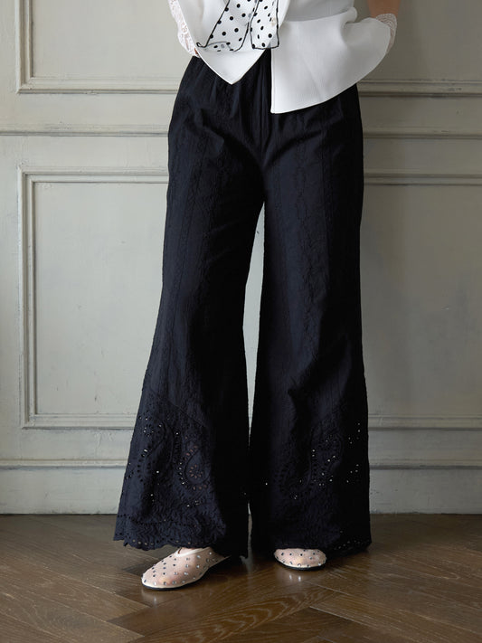 Lace Hem Easy Pants
