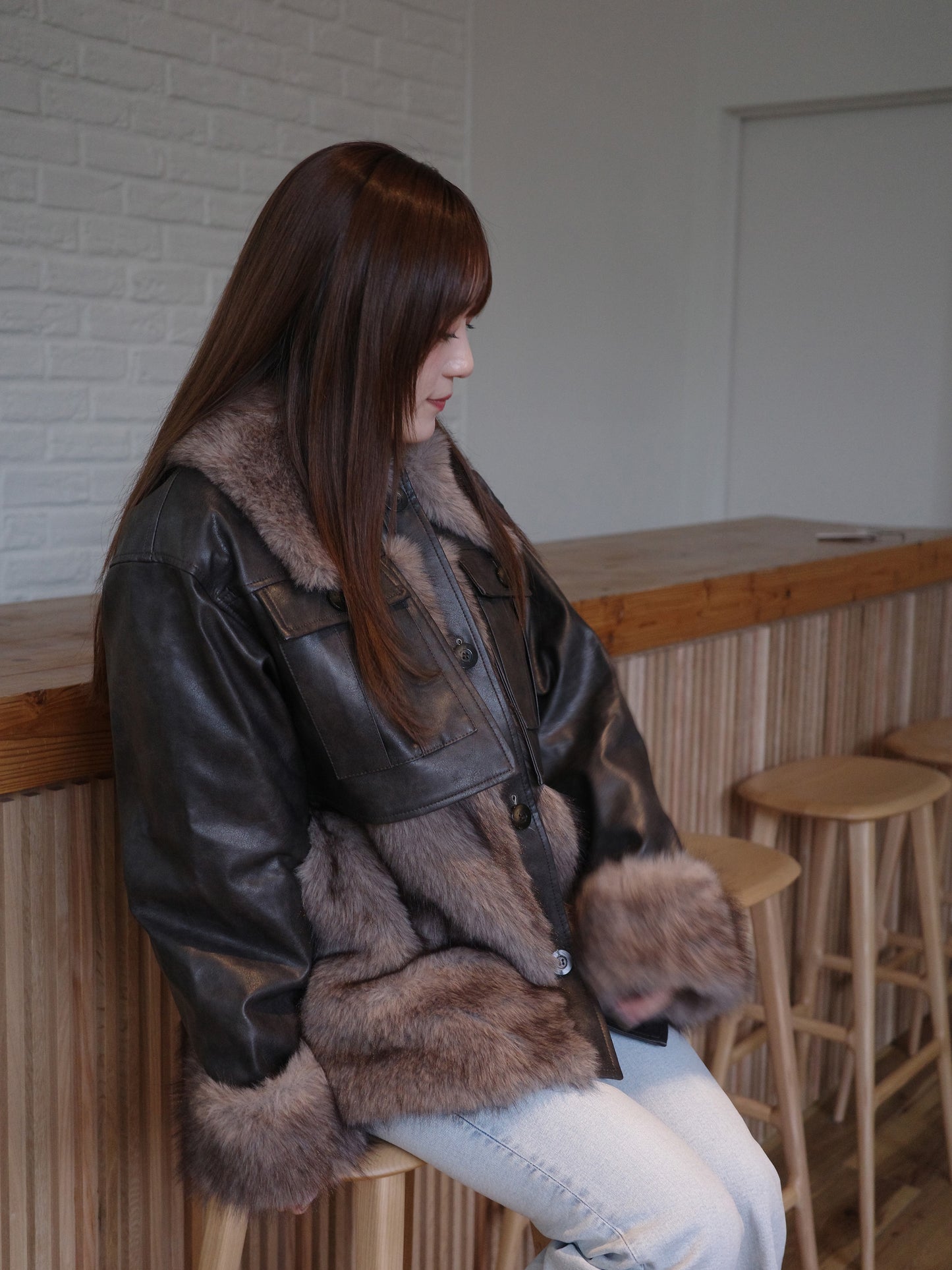 【SALE 20%OFF】Switching Leather Coat