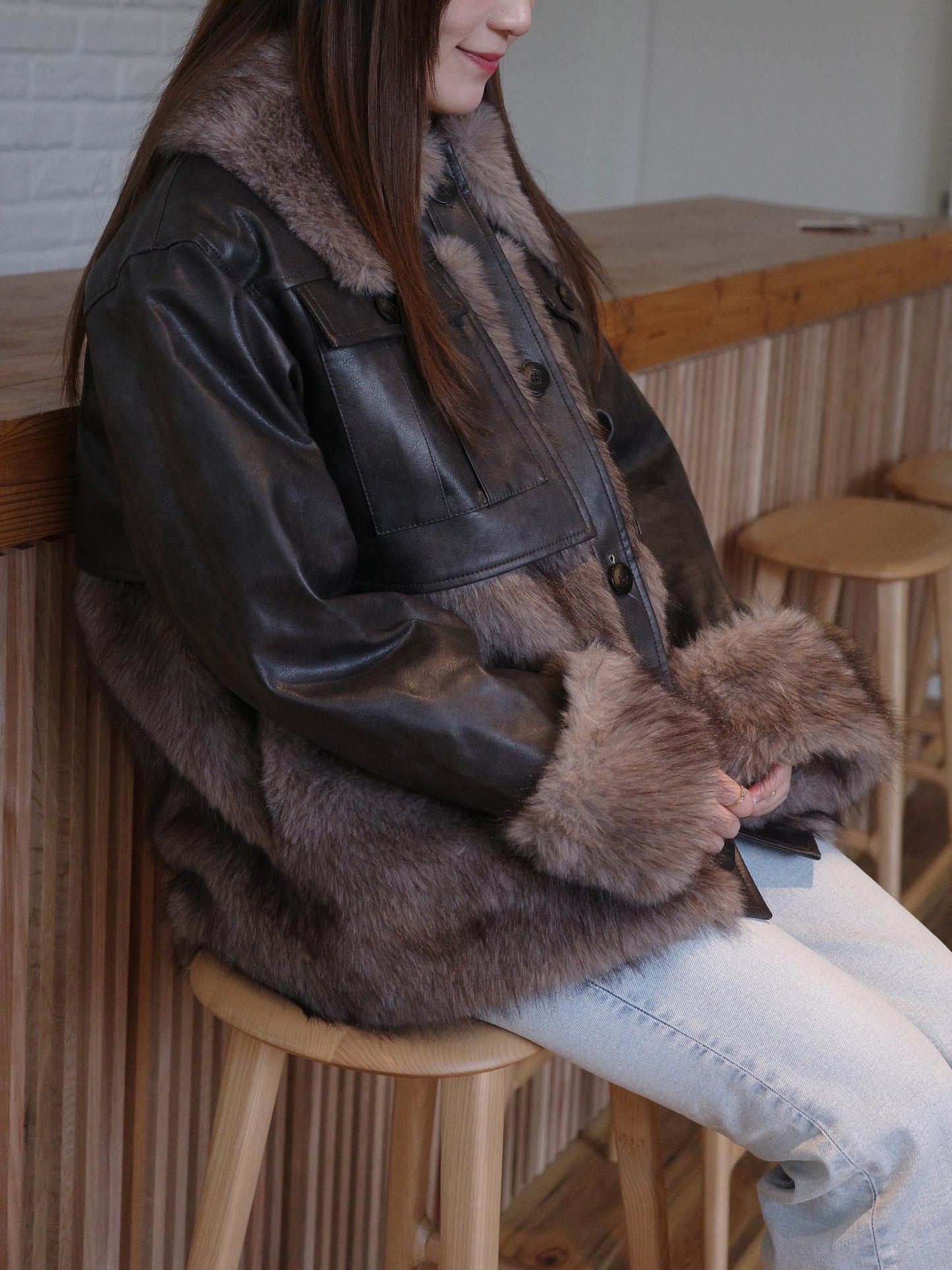 【SALE 20%OFF】Switching Leather Coat