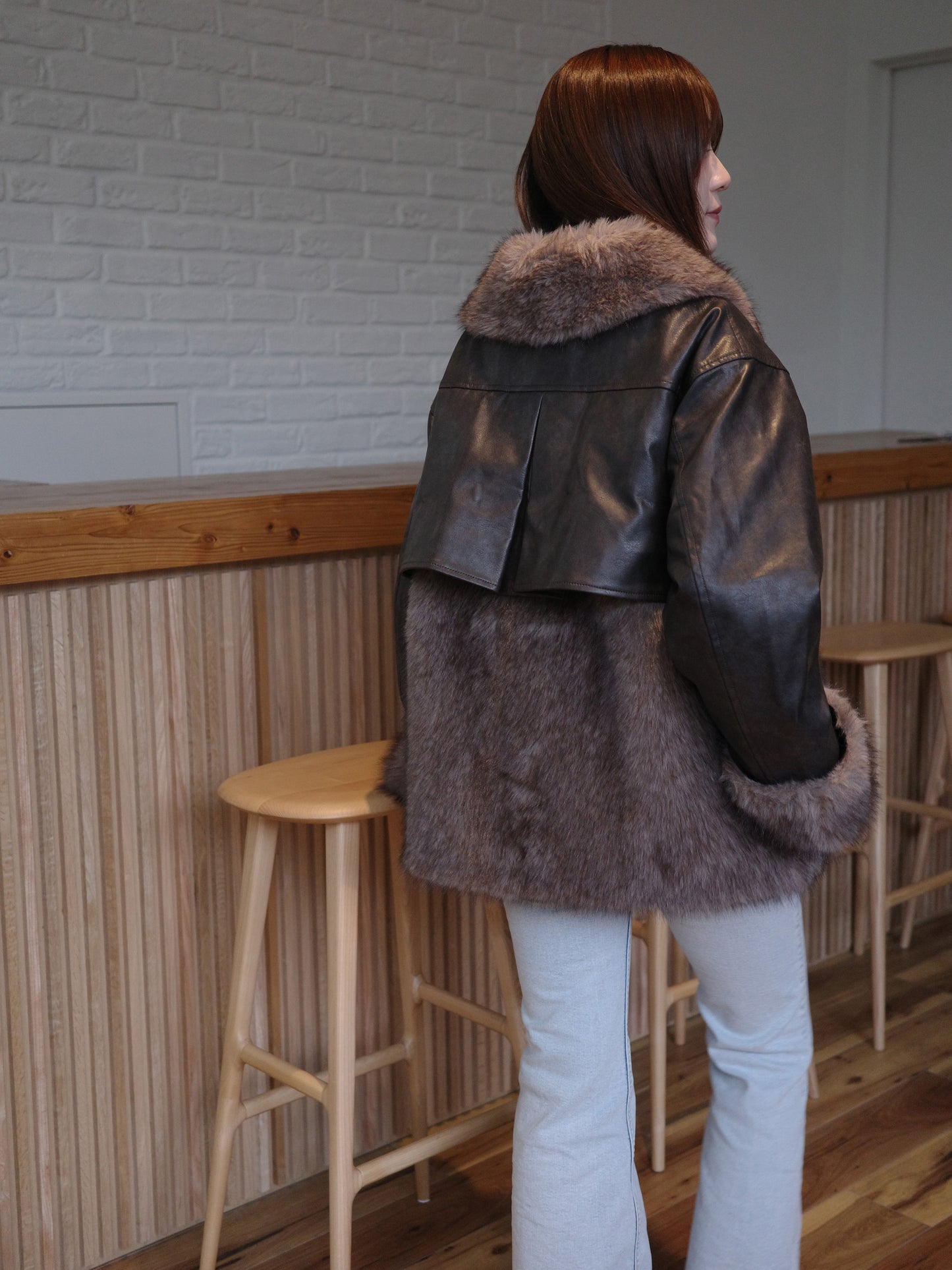 【SALE 20%OFF】Switching Leather Coat