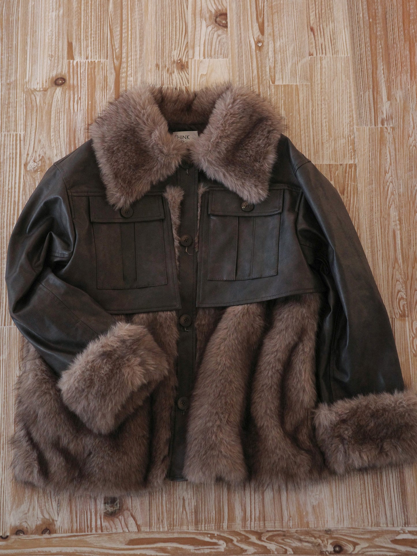 【SALE 20%OFF】Switching Leather Coat