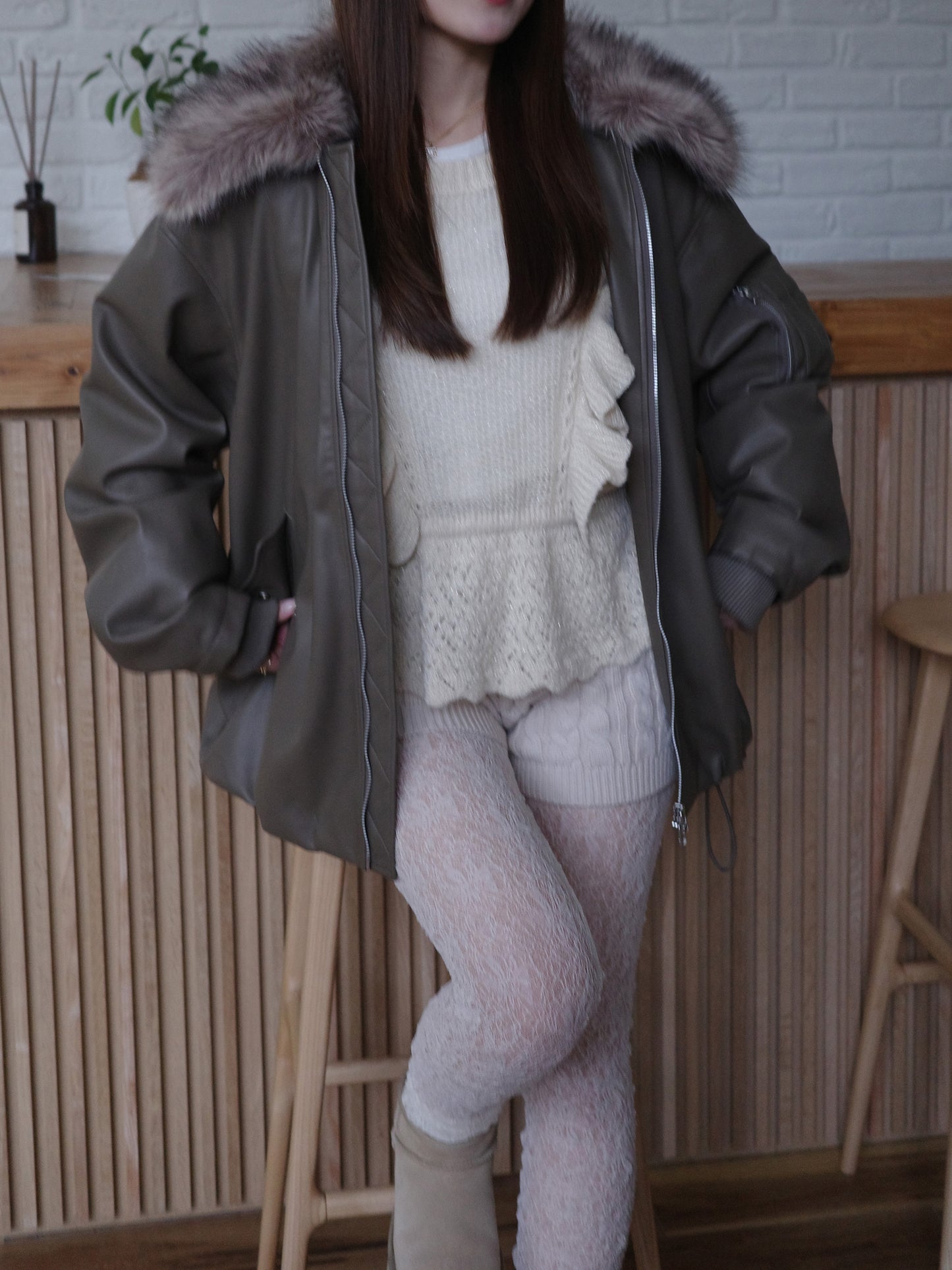 【SALE 20%OFF】Fur Collar Zip Blouson