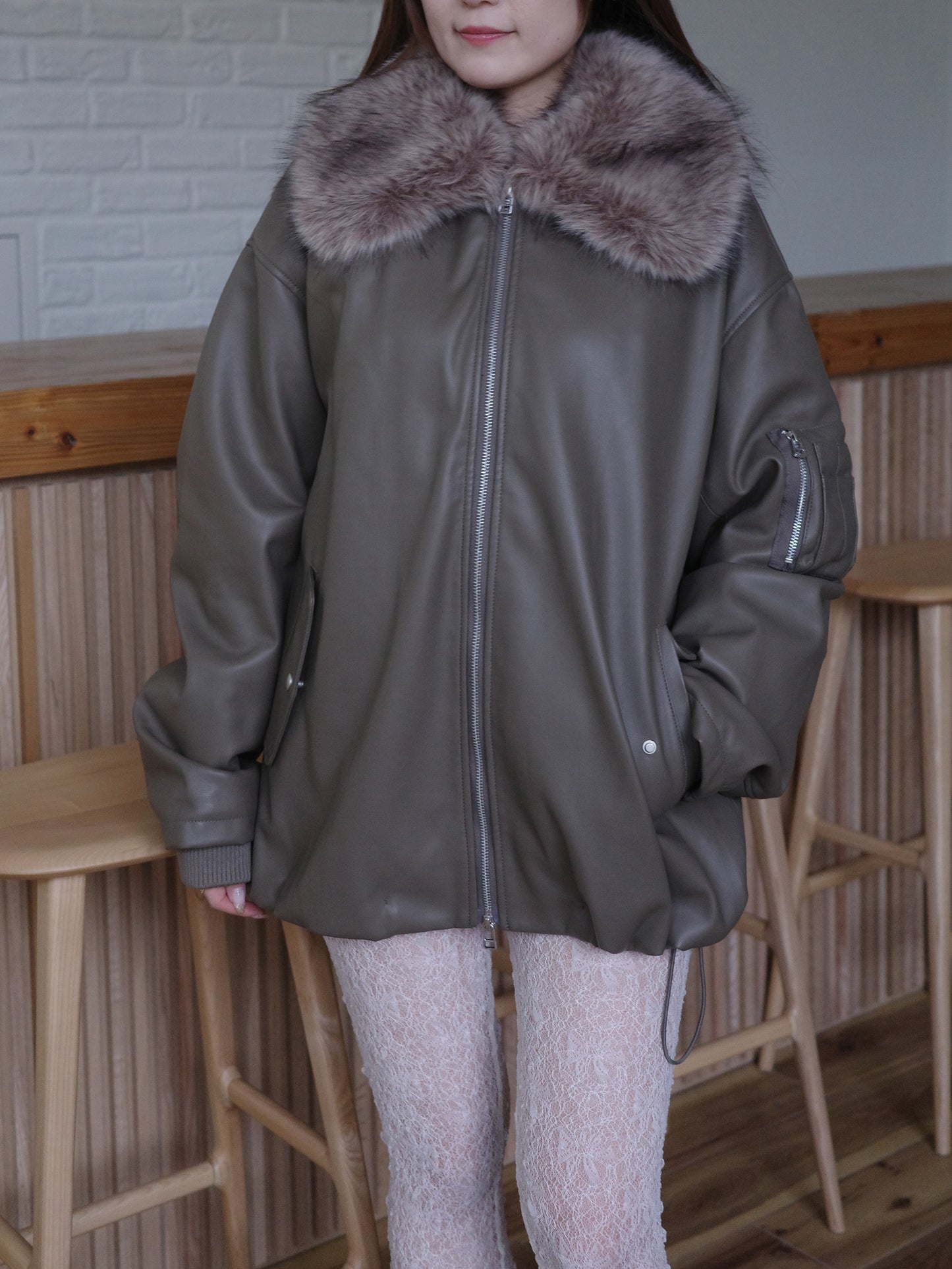 【SALE 20%OFF】Fur Collar Zip Blouson