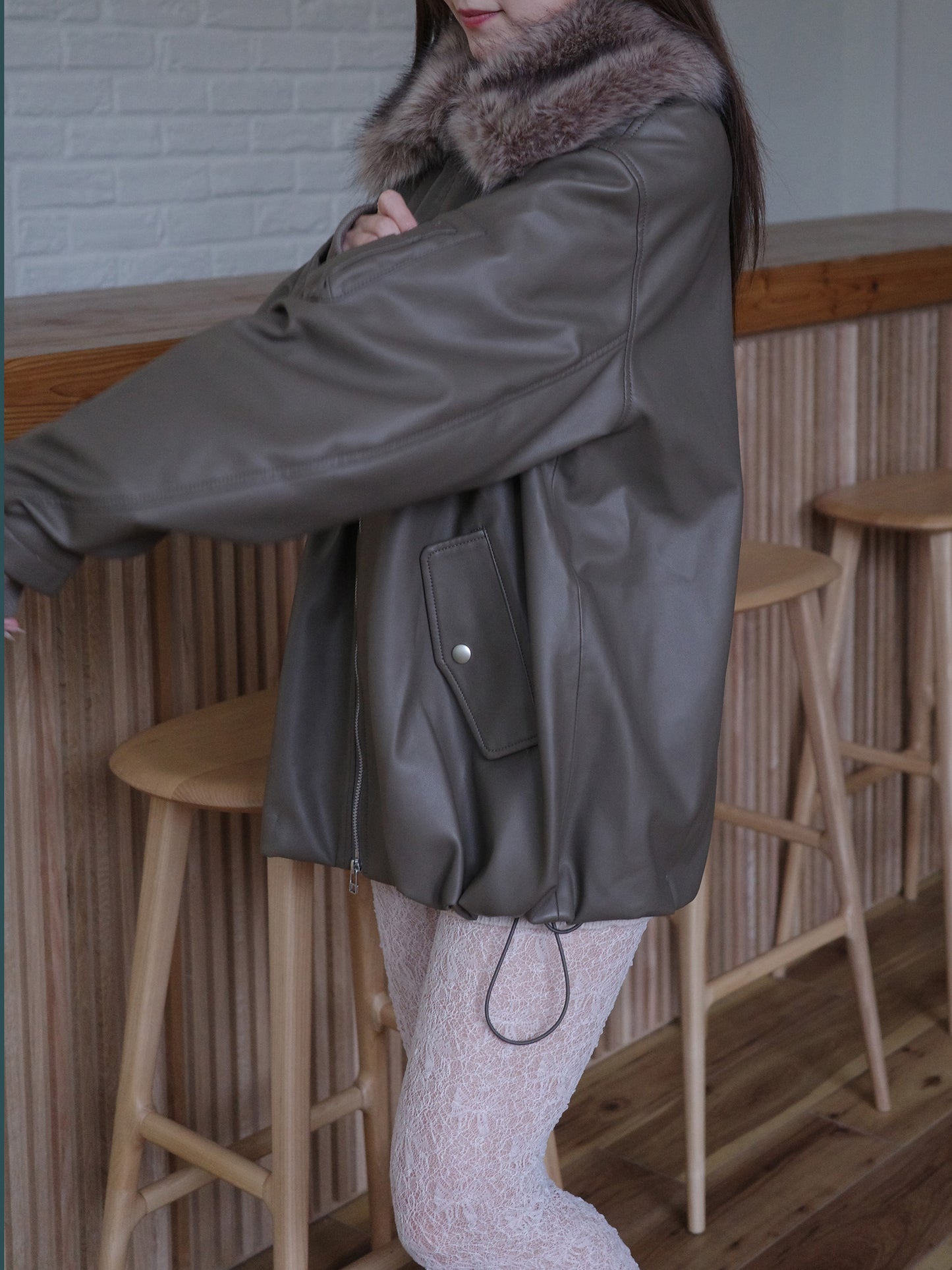 【SALE 20%OFF】Fur Collar Zip Blouson