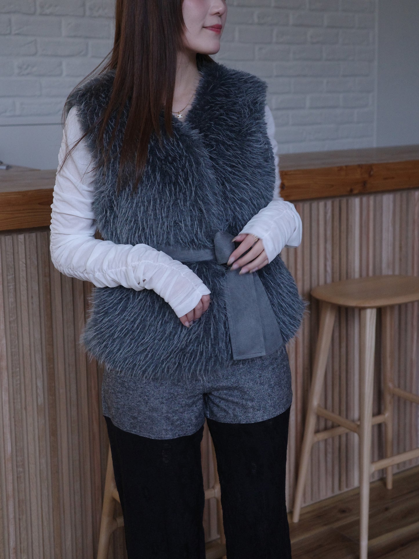 【SALE 20%OFF】Belted Fur Vest