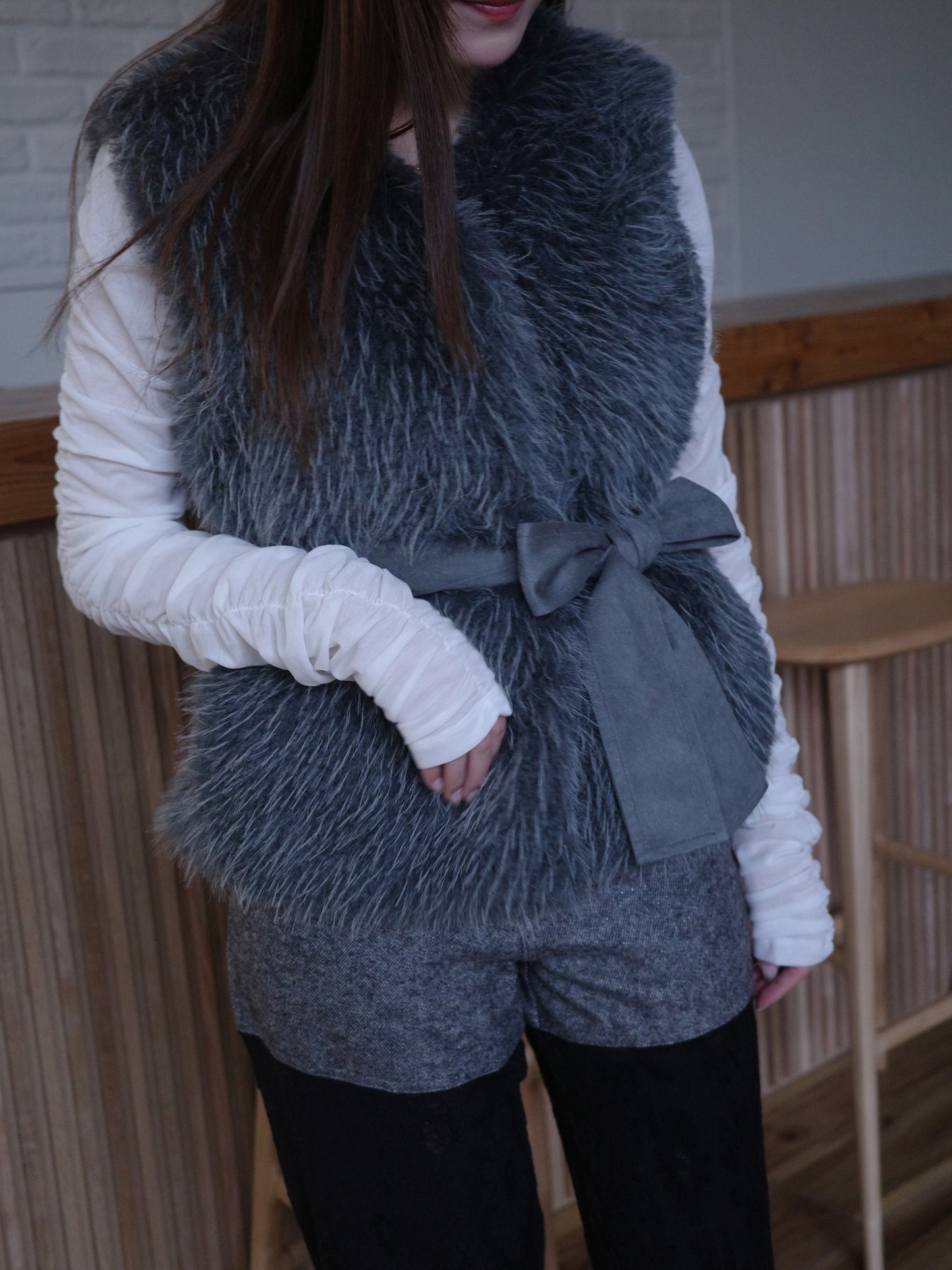 【SALE 20%OFF】Belted Fur Vest