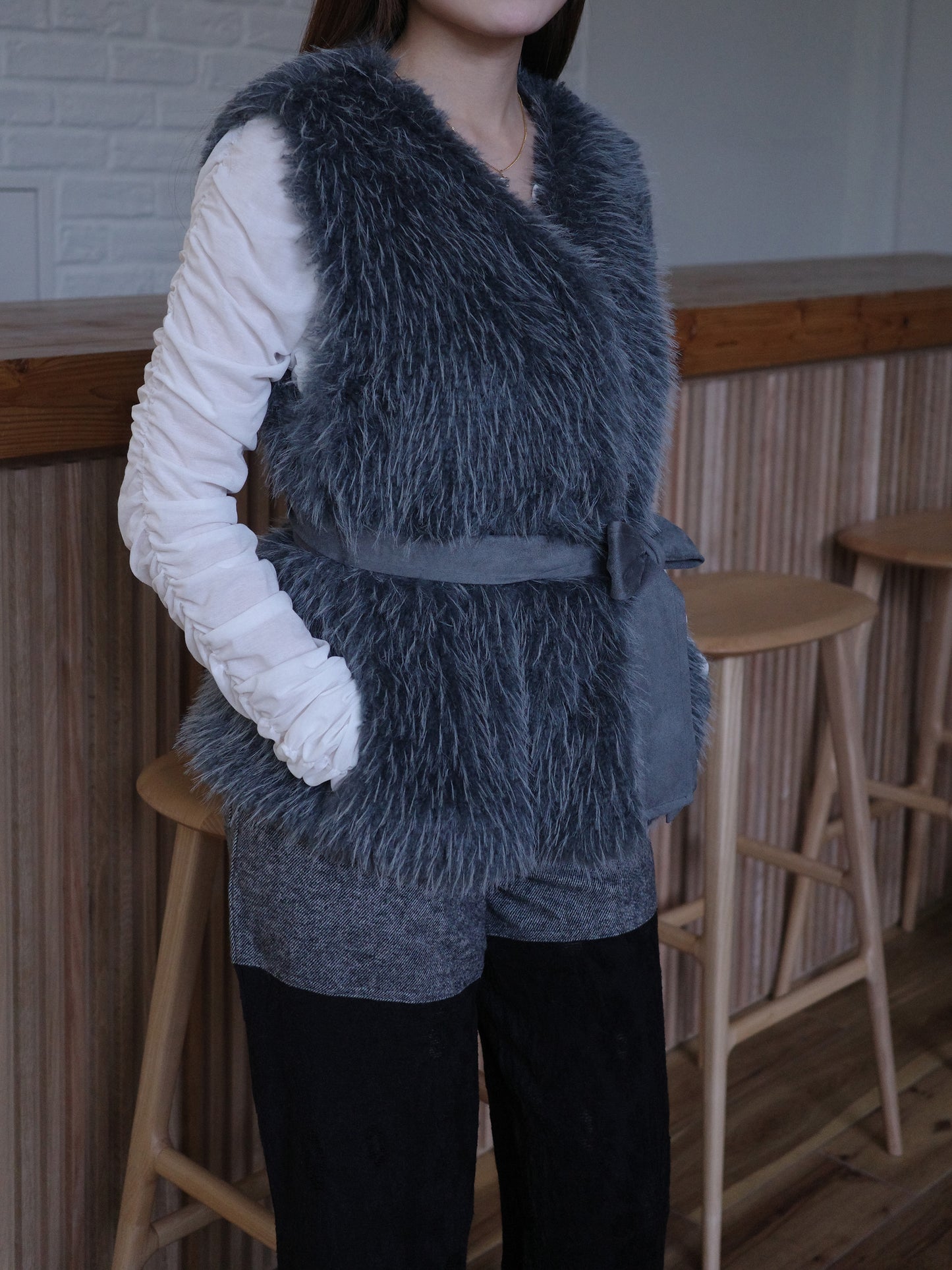 【SALE 20%OFF】Belted Fur Vest